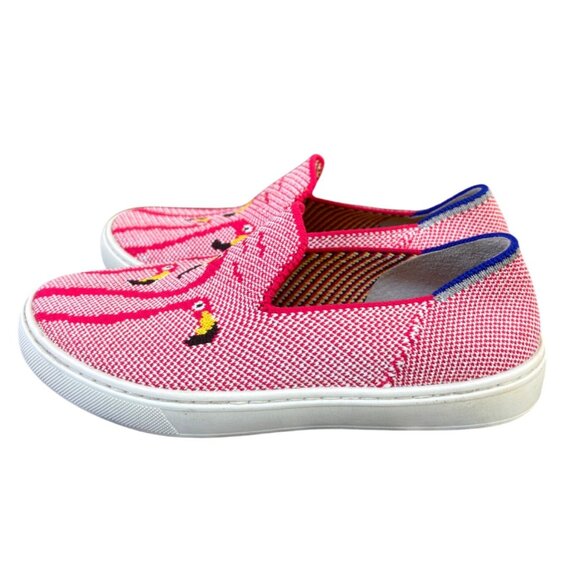 Rothys Slip On Shoes Girls Size 3 Sneakers  Pink Flamingo Round Toe - Picture 6 of 16